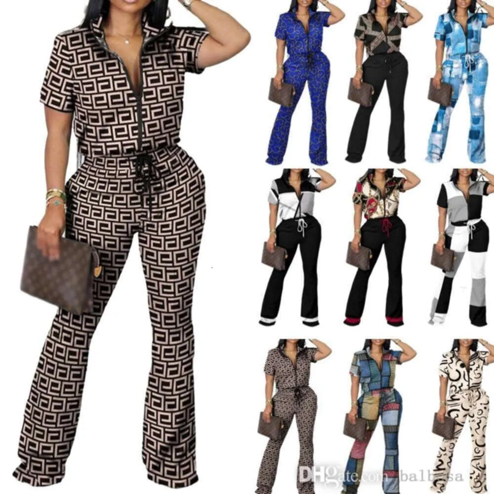 Womens Tracksuits Two Pieces Designer 2023 New Fashion Zipper Short-sleeved Trousers Set 9 Colours