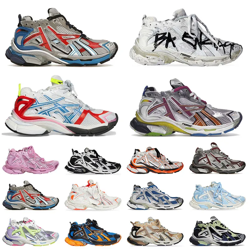 Top Qualité 2023 Plateforme Track Runners 7.0 Chaussures Casual Vintage Old 17fw Paris Baskets Plates Noir Blanc Rose Graffiti Hommes Femmes Luxurys Tracks Runner 35-46