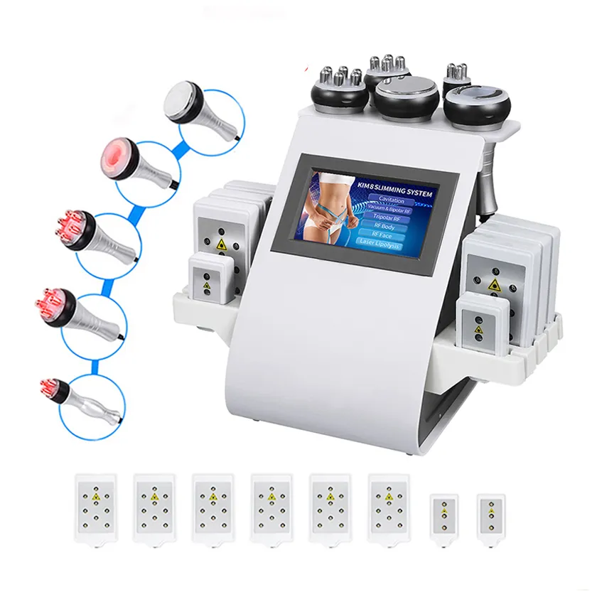 Kim 8 système amincissant 6 en 1 professionnel 40K outils de soins de la peau (visage) système de Cavitation sous vide Laser Lipo Rf pour le corps