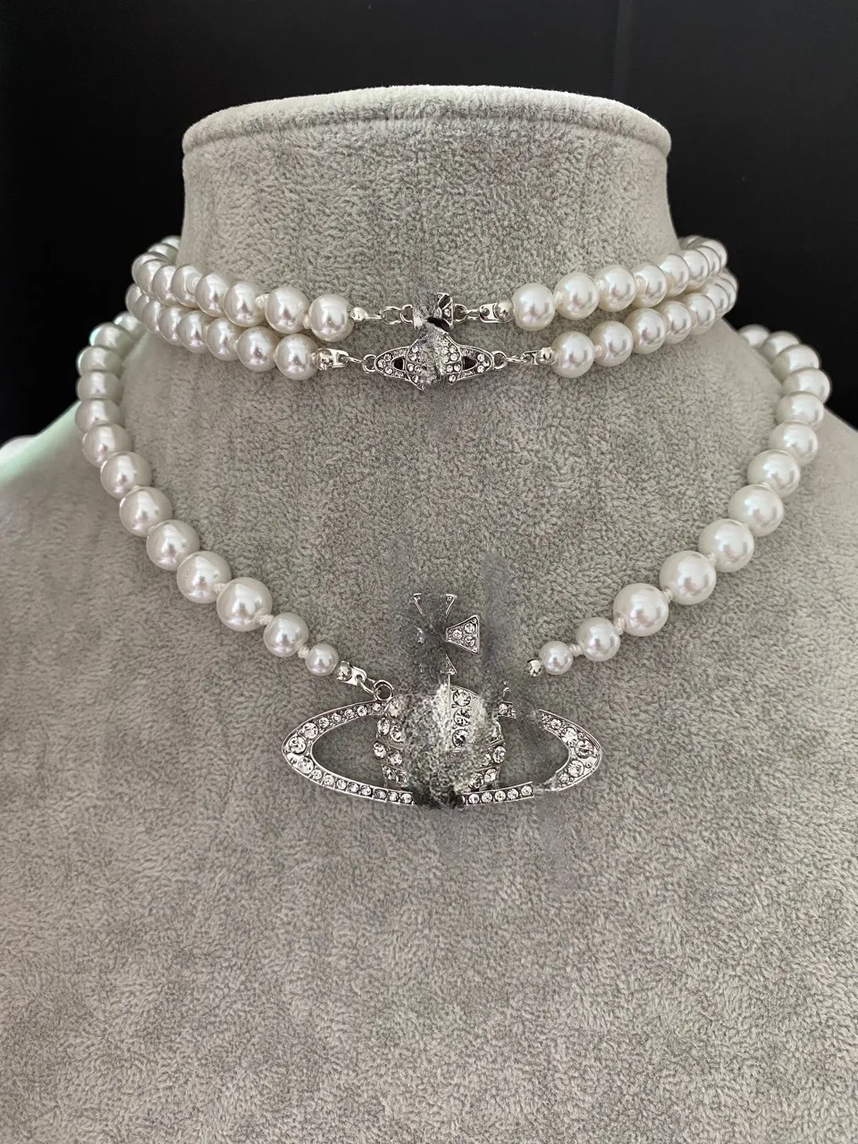 Magnetic Buckle Pearl Necklace Double-Layer Diamond Clavicle Chain Wholesale