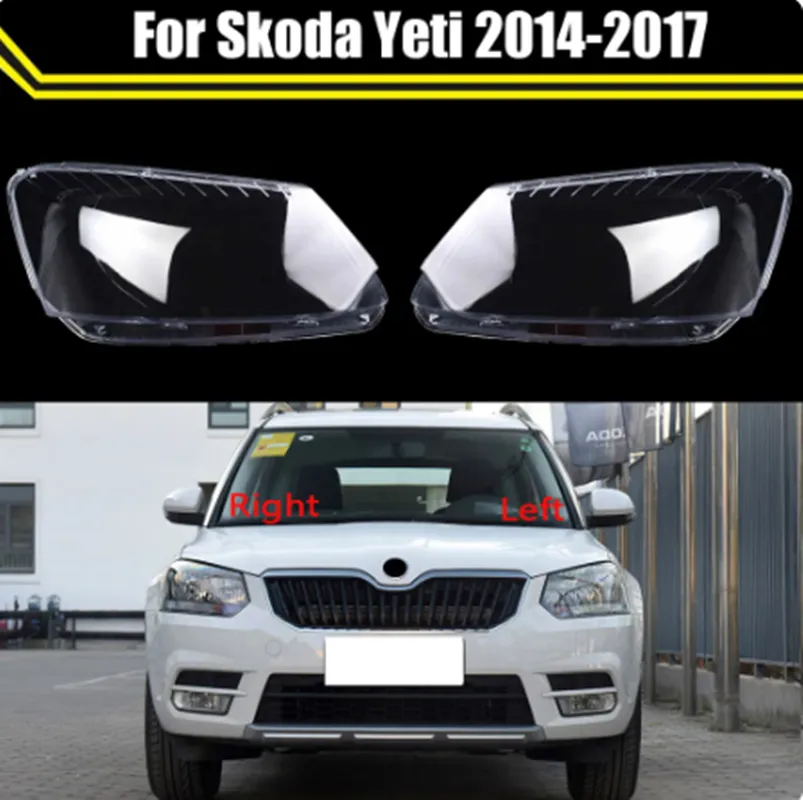 Auto Case Headlamp Caps för Skoda Yeti 2014-2017 Bilstrålljus Lens Cover Lampshade Lampcover Head Lamp Light Glass Shell