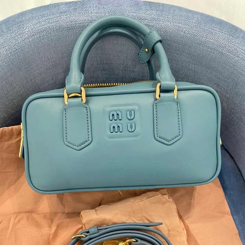 Echt lederen tas Miui Arcadie Lolita avondtasje Bowling schouder Dames heren sling pochette handtassen Koppeling CrossBody Totes Luxe Designer Onderarmtassen