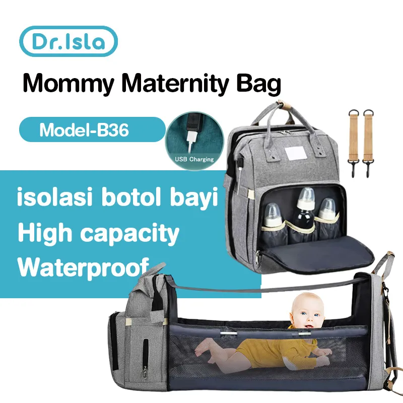 Diaper Bags Dr.isla Folding Mommy Bag Lightweight Portable Folding Crib Bed Largecapacity Baby Backpack Female Mommy Outting Bag Mummy Bag 230915