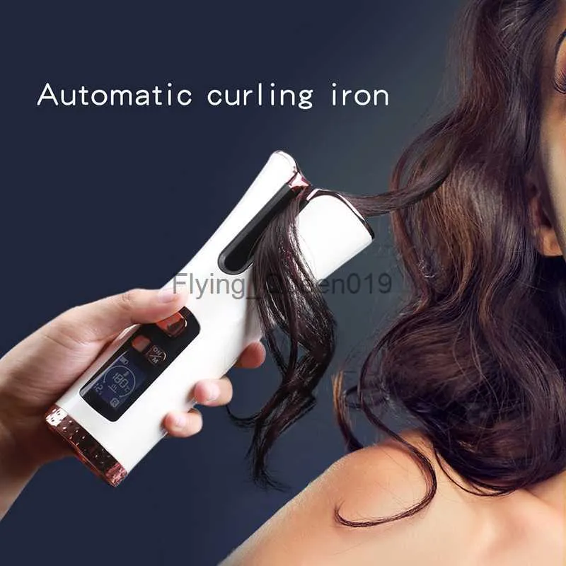 Hair Curlers Straighteners Cordless Auto Rotating Ceramic Hair Curler USB Rechargeable Curling Iron LED Display Temperature Adjustable Hair Tools HKD230918