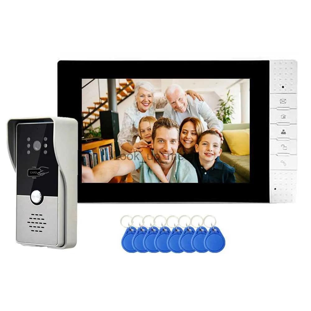 Kapı zilleri 7inch video kapı telefonu intercom kapı zili rfid hd ir led açık su geçirmez kamera endüktif kartı video kapı telefon sistemi hkd230918