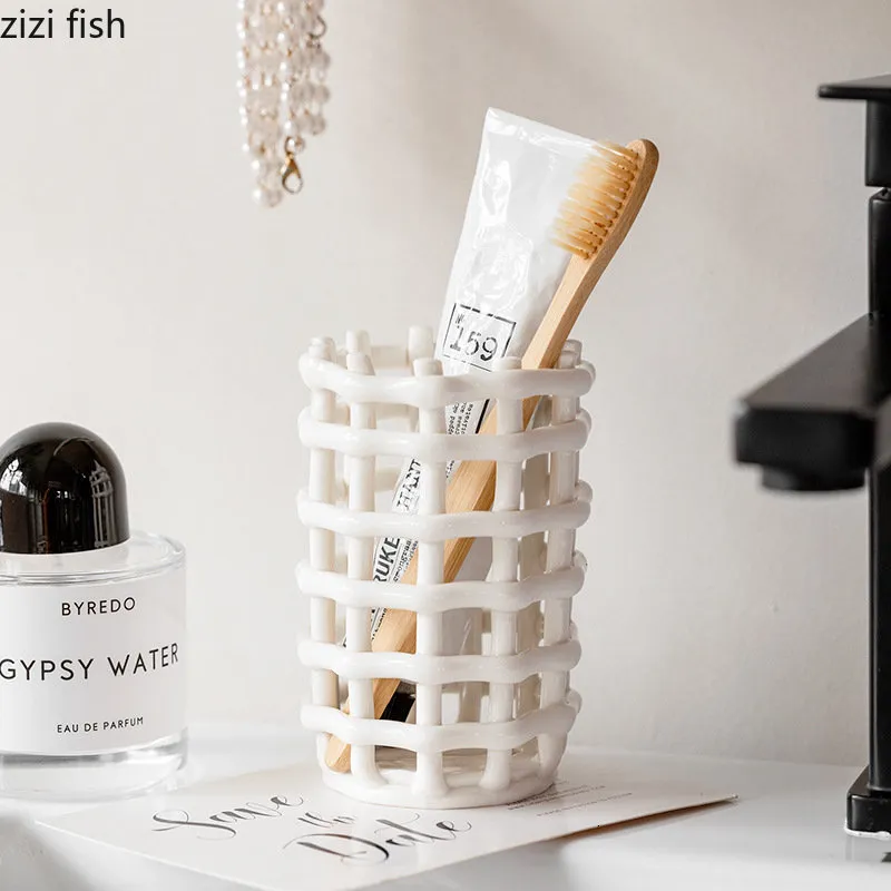 Ceramic Toothbrush Holder - Creative Bathroom Organizer, Simple ...