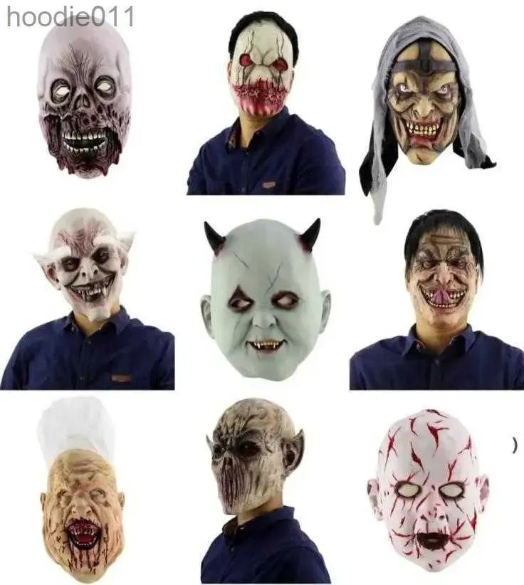 Akcesoria kostiumowe Halloweenowe maska ​​terrorystyczna Monster Lateks Przerażający Cosplay Mask Halloween Party Costume Dostawy wysokiej jakości 8435774 L230918