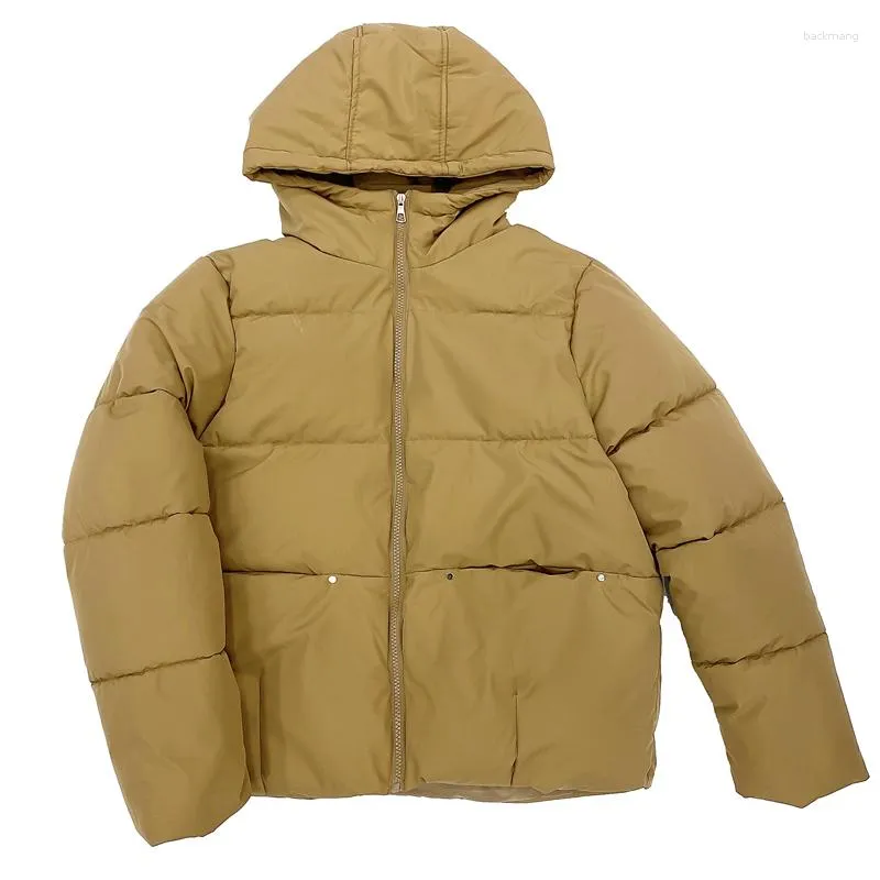 Trenchs de femmes manteaux femmes automne hiver capuche à manches longues couleur unie fermeture à glissière décontractée manteau court pour ladeis mode lâche chaud parka