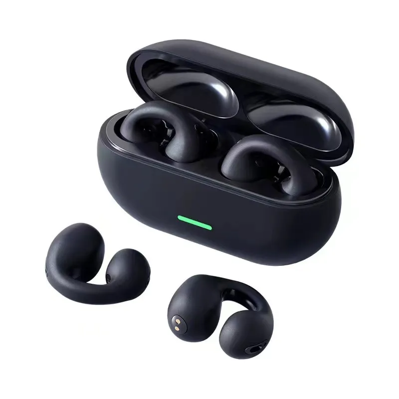 T75 Wireless Earbuds Ear Clip Bluetooth Headphones Stereo Bass Sports Headset Bone Conduction Earphone with Mic for Smartphones