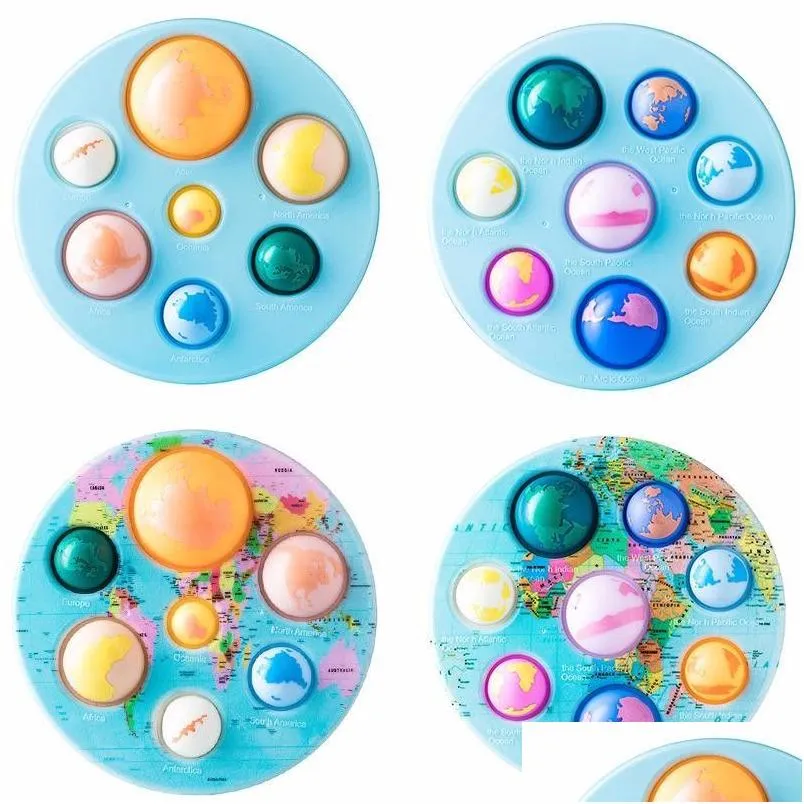 Decompressiespeelgoed Zeven Continenten Acht Oceanen Fidget Push Bubble Anti Relief Voor Kinderen Adts Bureau Zintuiglijke Auti Drop Delivery Toy Dhlkb