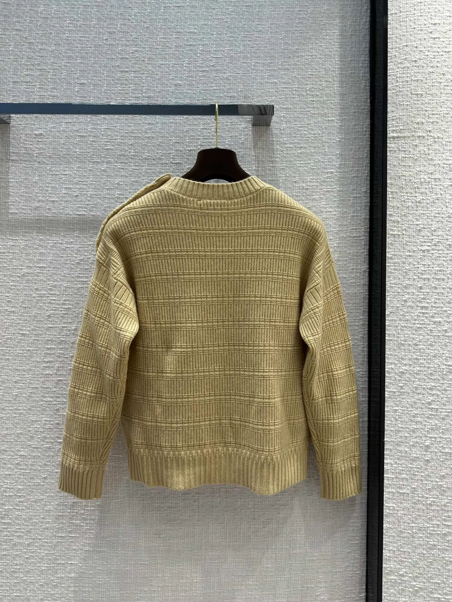 Women's Sweater European Fashion Brand multicolour shoulder button crew neck cashmere sweater