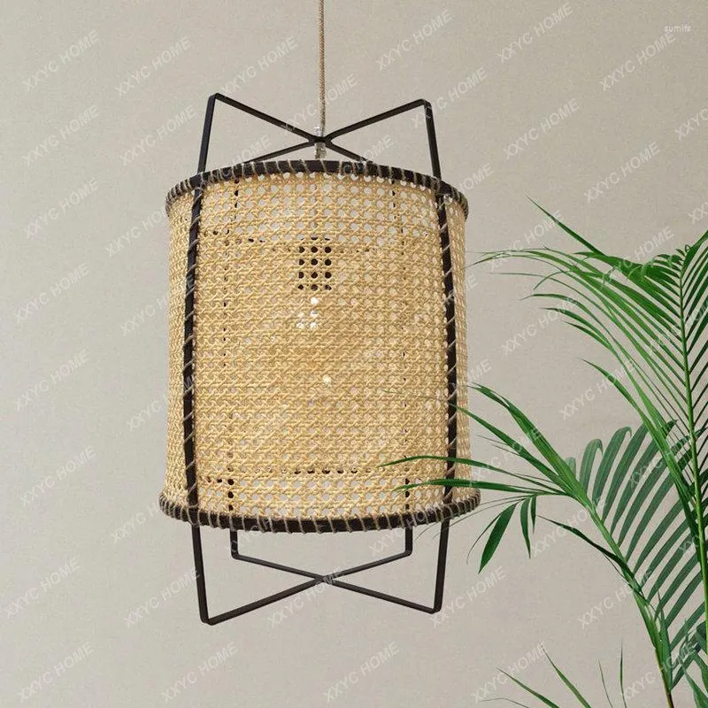Lámpara de pared Techo de ratán Moderno Minimalista Estilo Pastoral Sala Comedor Bar Decoración Lámparas
