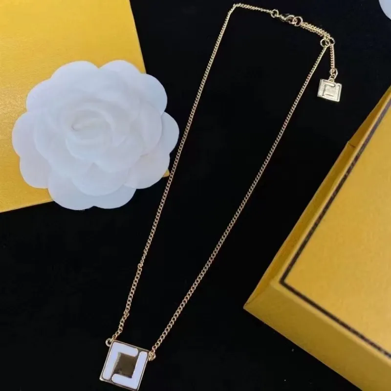 New Necklace Women's Letter High Sense Fashion Cuban Link Chain Epoxy Square Plate Sweater Chains Wholesale