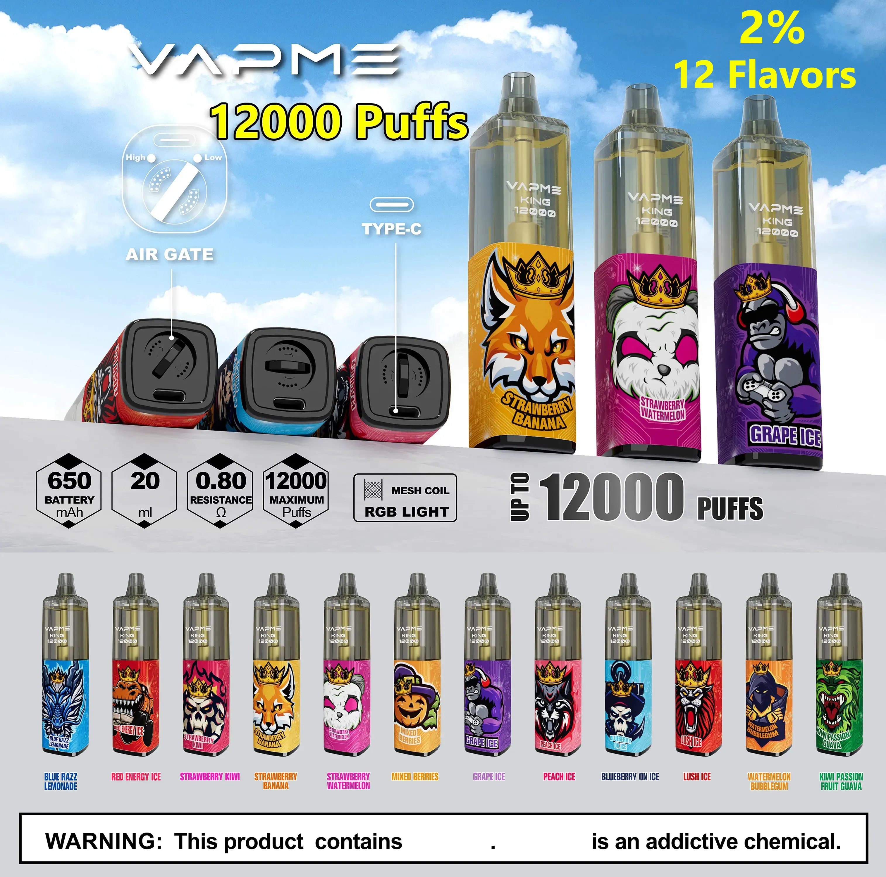 Aroma King Tornado 10,000 Puff 10K Bar R And M Vape Pen Kit, 60 OFF