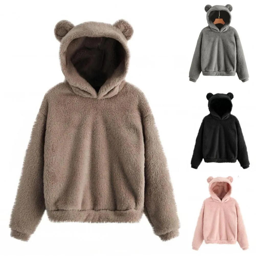 Felpe con cappuccio da donna Felpe Autunno Inverno Felpe con cappuccio da donna Inverno Donna Manica lunga Coniglio Orecchie Cappuccio Felpa Simpatico peluche Caldo Casual Felpa con cappuccio Top 230918