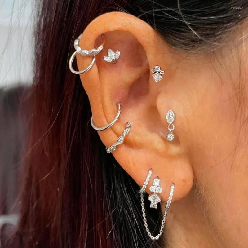 أقراط مسمار Daith Flat Flat Percing للنساء الفولاذ المقاوم للصدأ المسمار غضروف الغضروف tragus conch ear lobe المجوهرات