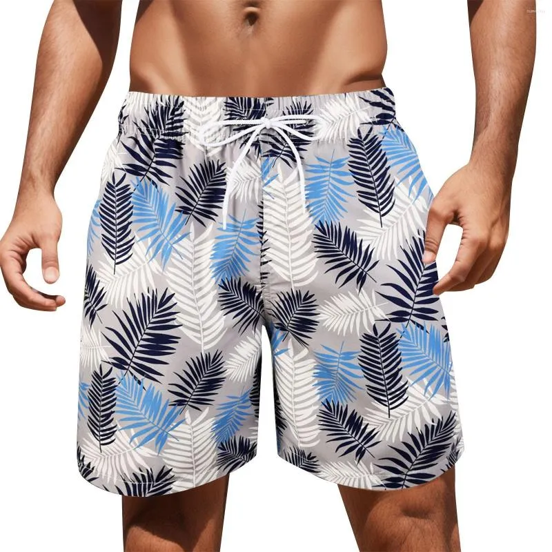 Mäns shorts Mens Swimming Trunks Summer Print Hawaii Holiday Beach Drawstring Water Resistant spetsbräda med fickor