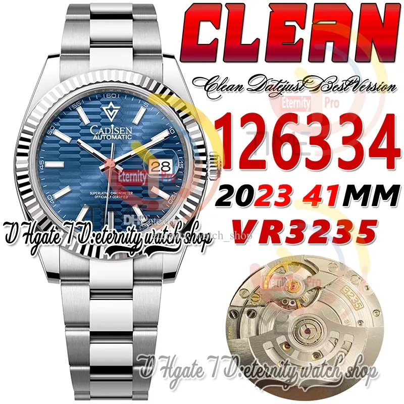 クリーンCF日付41mm 126334 VR3235自動メンズウォッチブルーピットパターンダイヤルスティックマーカー904Lオイスタースチールブレスレットスーパーエディションエターシティホムブレ腕時計