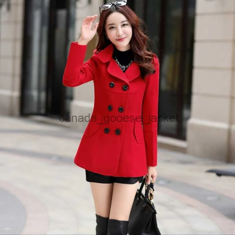 UHYTGF Womens Double Breasted Woolen Ladies Summer Jackets Korean