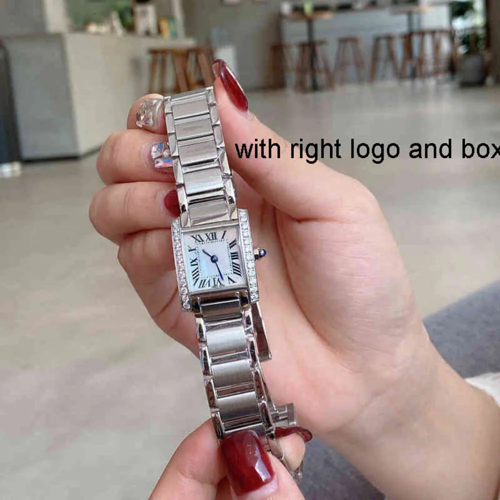 WAKS Women Luxury Cart Wrist Tank Watch Fashion Men Womens Ladies Watches Storlek 25x20 Rectangular Steel Band Formal Diamond Quartz QL03