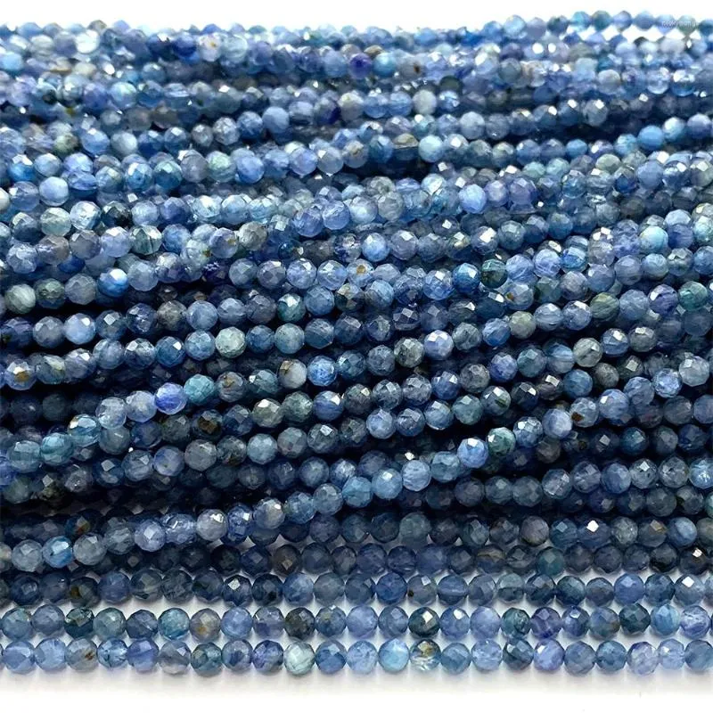 Veemake – pierres précieuses en vrac, cyanite bleue, petites perles rondes naturelles à facettes, 07423