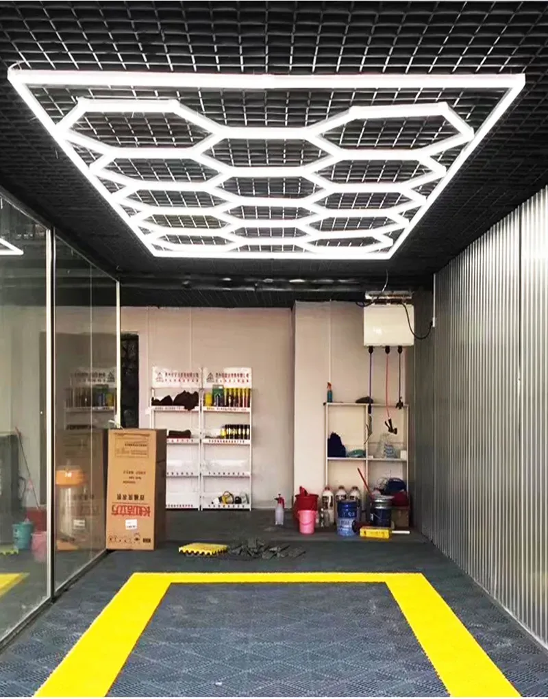 LED Sechseck Garage Deckenleuchten 110V 220V Garage LED Wabenlicht Auto Detaillierung Arbeitslicht Auto Schönheit Beleuchtung für Autowerkstatt LL