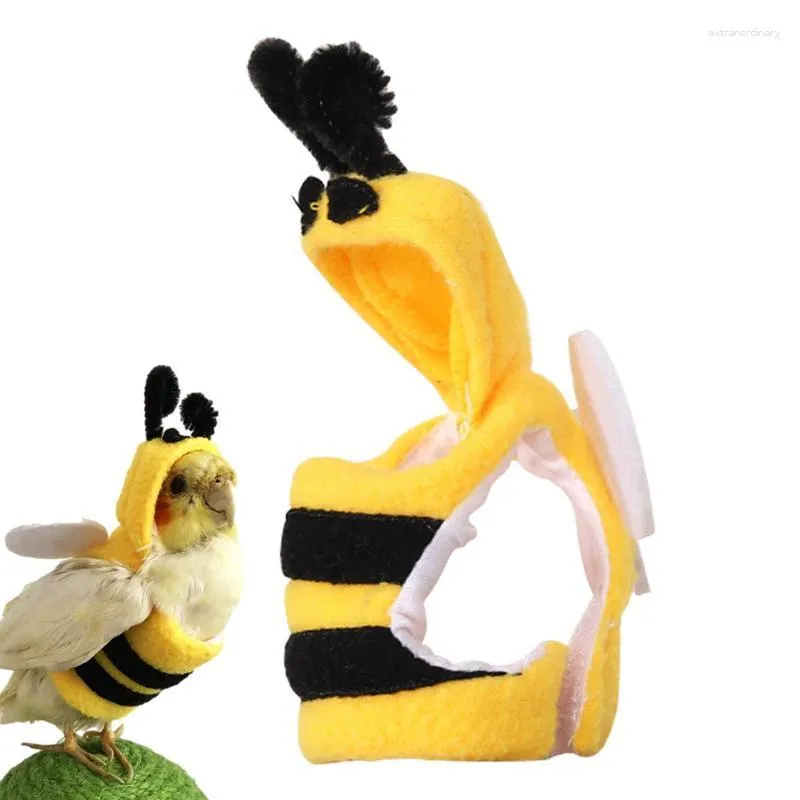 Parrot Bee Costume Hoodie for Small Birds Soft Polyester Velvet Pet Clothes for Budgies Parrots More