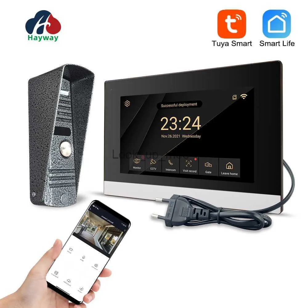 Hayway Home Interphone vidéo 1080P Caméra de sonnette vidéo pour appartement 7 "Tuya Smart Full Touch Monitor Support Détection de mouvement HKD230918