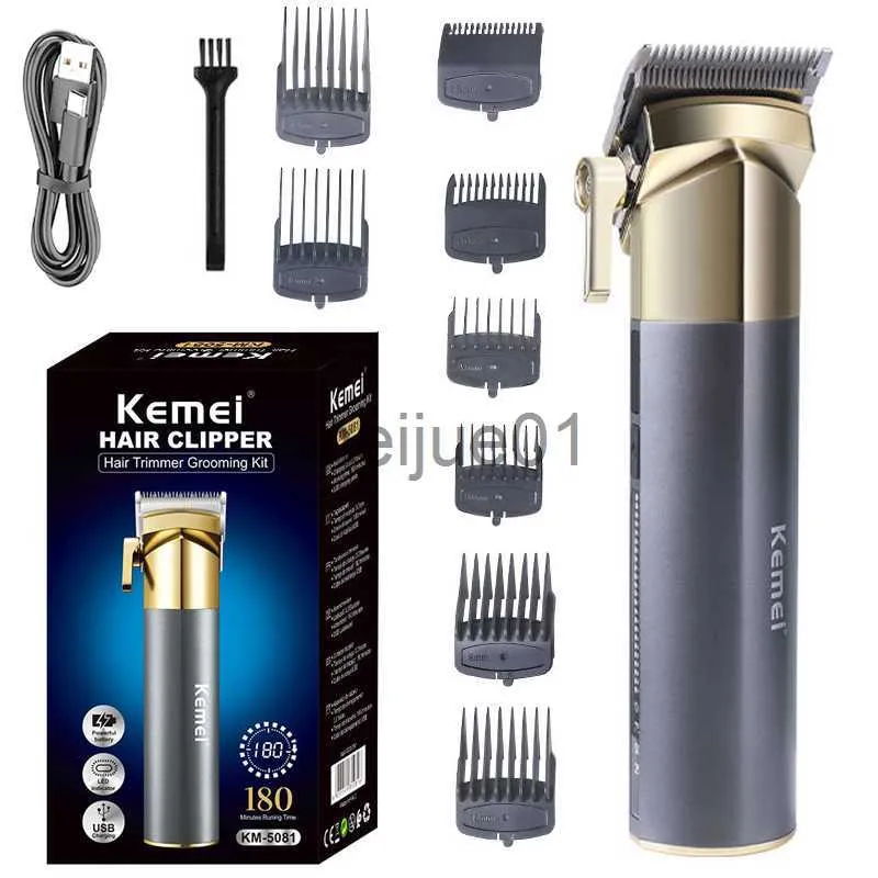 Barbeadores elétricos Kemei Professional Cordless Hair Clipper Recarregável Barba Aparador de Cabelo para Homens Máquina de Corte de Cabelo Elétrico Barber Shop Ferramenta X0918