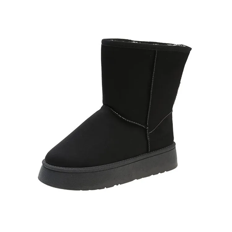 여자 부츠 블랙 그레이 카키 두께 솔루션 중간 라운드 따뜻한 모피 눈 부츠 디자이너 클래식 병자 비 슬라이드 면화 신발 36-40