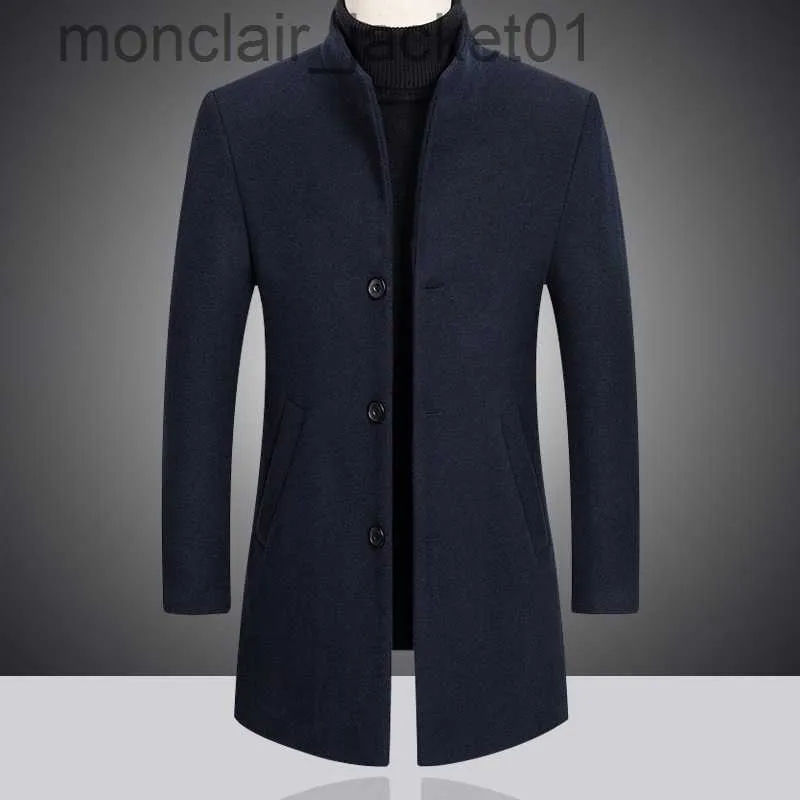 Mens Wool Blend Coat: Fashion Trench Jacket - Slim Fit