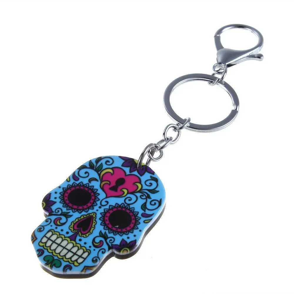 European and American jewelry acrylic skull keychain creative metal key pendant wholesale