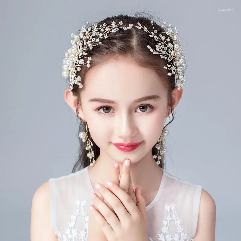 Hårklipp flickor pärla hårnålar smycken brud födelsedagsfest blomma tillbehör för barn butik