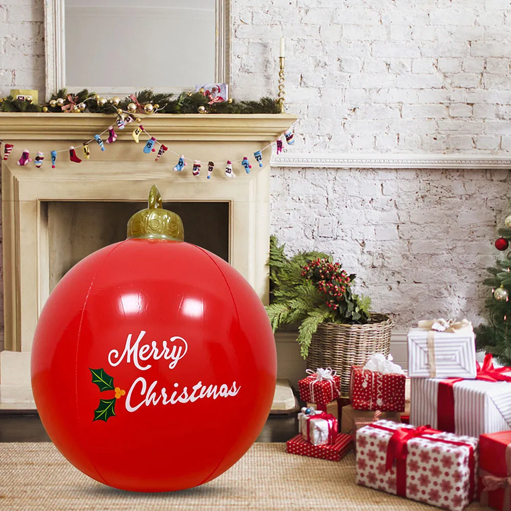 60cm Outdoor Christmas Inflatable Decorated Ball PVC  Big Large Balls Xmas Tree Decorations Toy Ball Without Light 918
