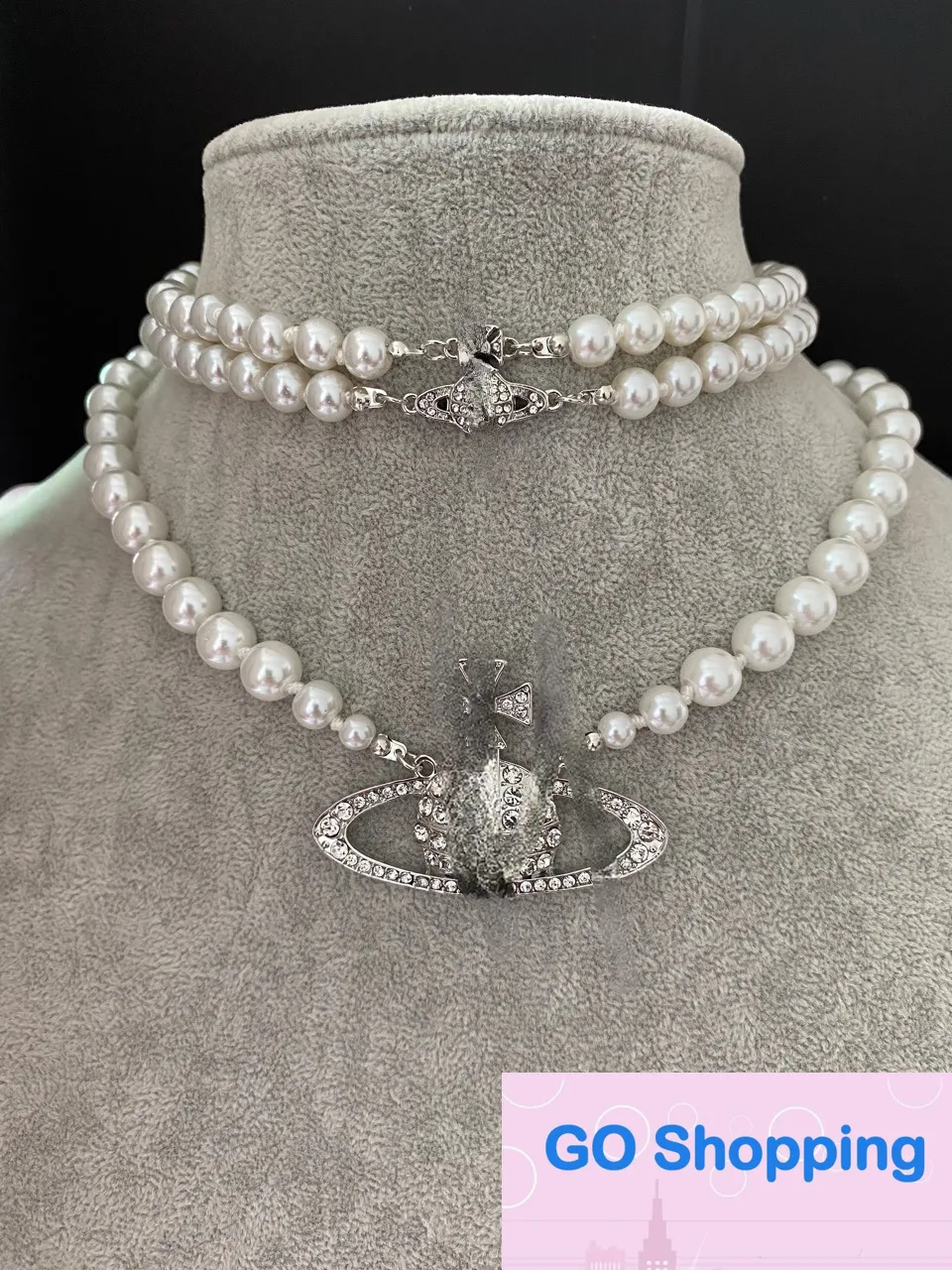 All-Match Magnetic Buckle Pearl Necklace Double-Layer Diamond Clavicle Chain Wholesale