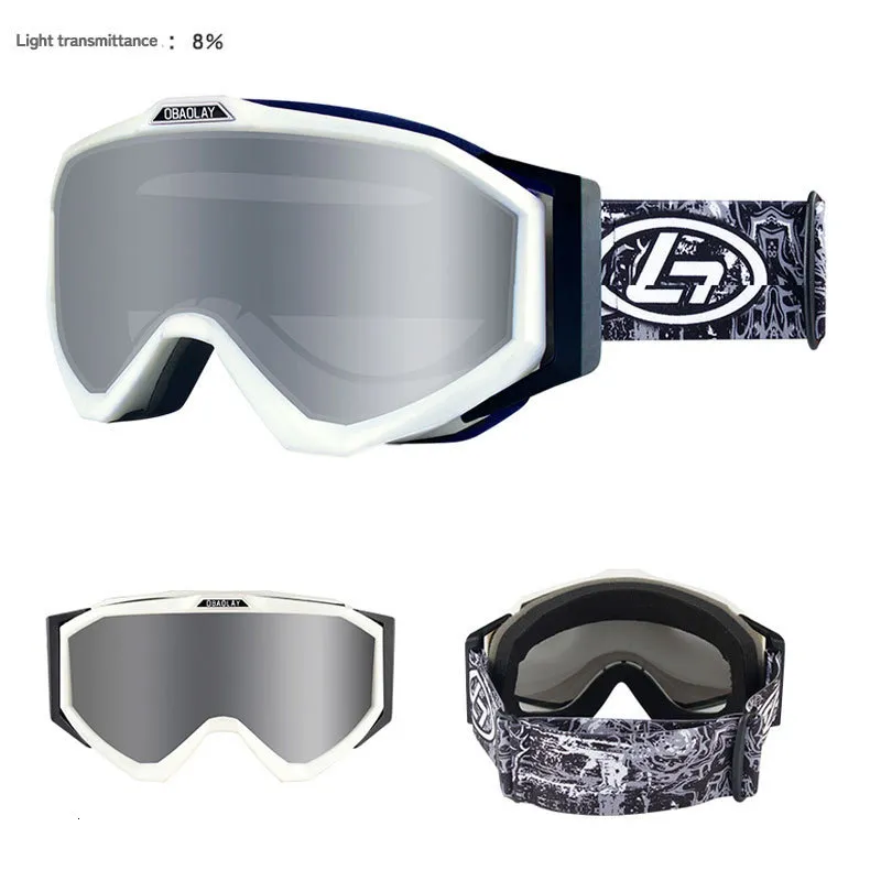 Skibrille Snap-on Doppelschichtlinse PC Skifahren Antibeschlag UV400 Snowboardbrille Herren Damen Skibrille 230918