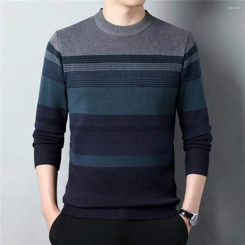 Pulls pour hommes Marque O-Cou Pull rayé Hommes Vêtements Automne Hiver Arrivée Tricots Casual Épais Chaud Pull Jersey Z1158