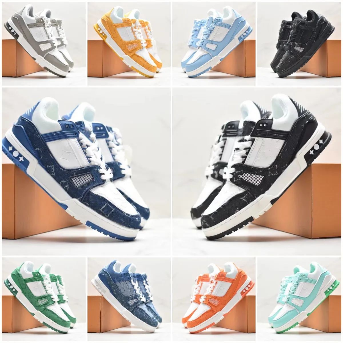 Designer Virgil Casual Shoes Emed Trainer Sneaker Triple White Pink Sky Blue Abloh Black Green Yellow Denim Low Mens Sneakers Women s