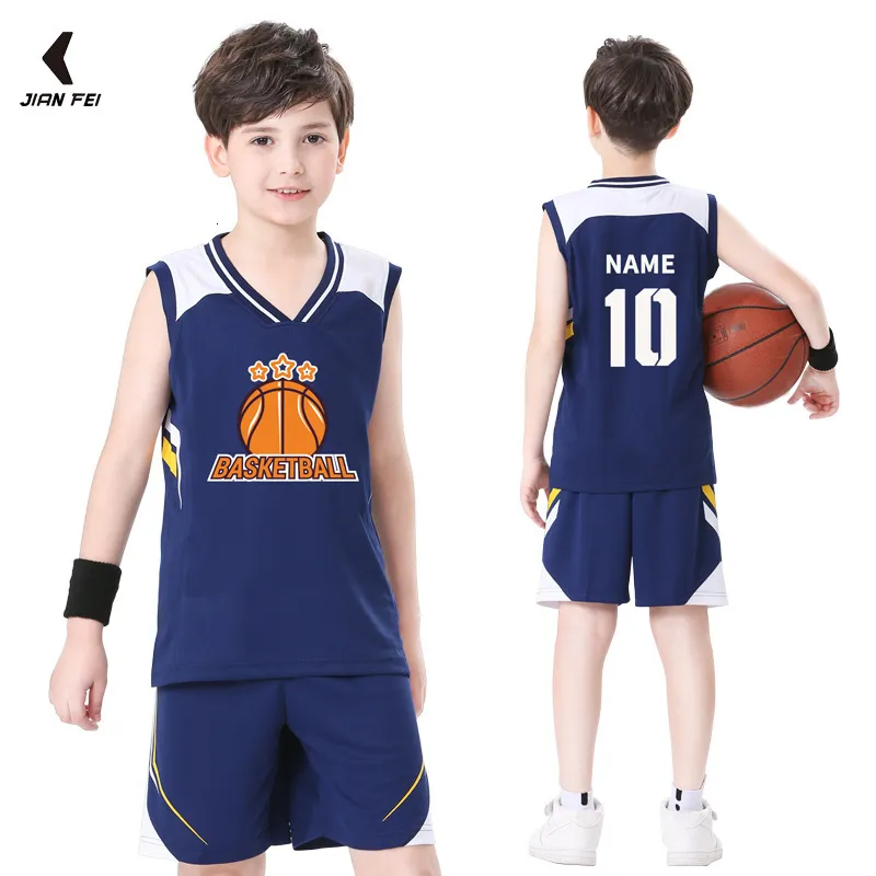 Jerseys Kids Basketball Jersey Personalized Custom Boys Girls Basketball Uniform Sets Polyester Breathable Basketball Shirt For Children 230915