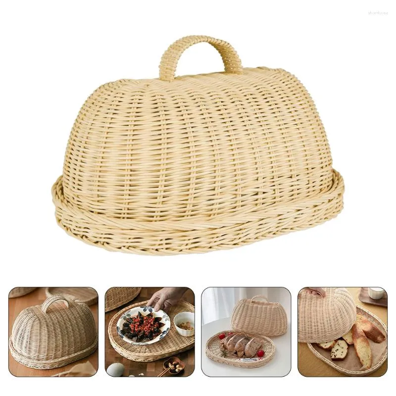 Ensembles de vaisselle, couverture en rotin, accessoires tressés, panier de rangement du pain, tamis en bambou, accessoire de cuisine