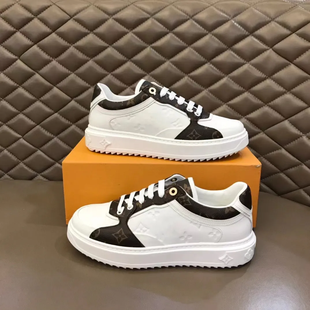 Men Women Time Out Sneaker casual shoes Platform Calfskin Leather Lace-up designer Shoes Runner Trainers 3D Old Flowers canvas leather Sneakers 03