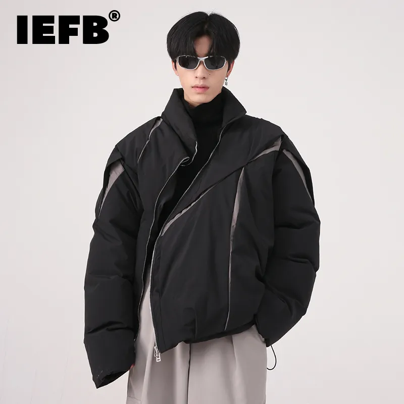 Męskie Parkas IEFB noszenie męskie zima koreańska moda luźna osobowość plisowana kolorowy projekt bawełniany męski kurtka kontrast męskie topy 9A6096 230918