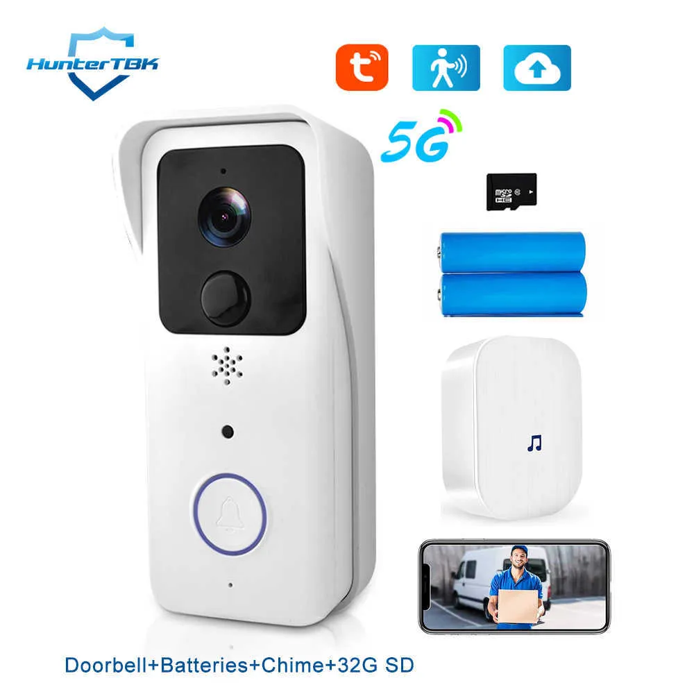 Sonnettes 5G 2.4G WiFi Vidéo Sonnette 1080P Tuya Intelligent Extérieur Sans  Fil Interphone Étanche Caméra Sans Fil Avec Alimentation AC/DC HKD230919 Du  33,84 €