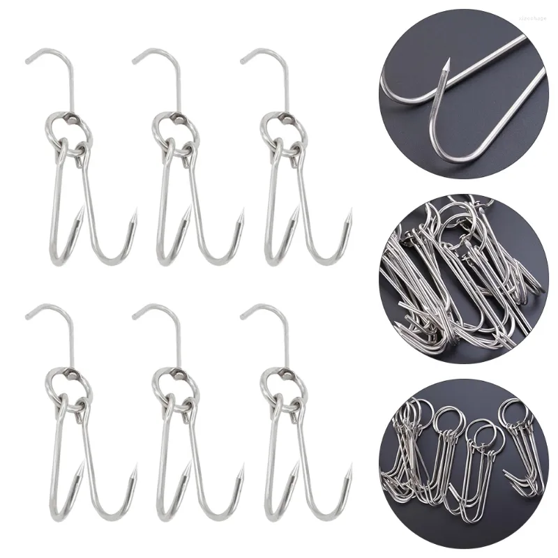 Hooks 10 pièces crochet de barbecue pratique volaille suspendus gril résistant à l'usure jambon pivotant Bacon magasin cintres robuste en acier inoxydable