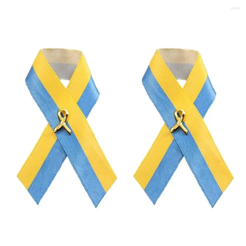 Party Supplies Ukrainsk flagga Peace Knot Brosch Blue Yellow Ribbon Badge Pins For Clothes ryggsäck Hatväska