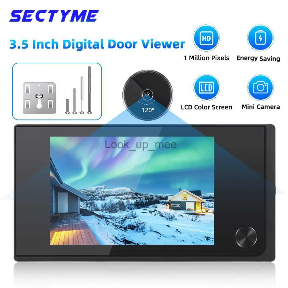 Doorbells Sectyme 3.5 inch Peephole Digital Doorbell Camera 120 Degree Angle Peephole Viewer Smart Home Outdoor Cat Eye Visual Doorbell HKD230918