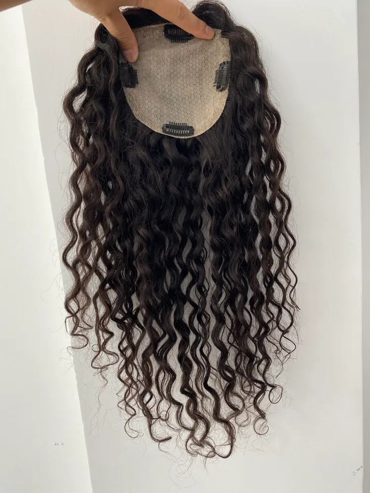 Topper Per Capelli Ricci Umani 100% Con Frange - Clip In - Donna - Remy Quality