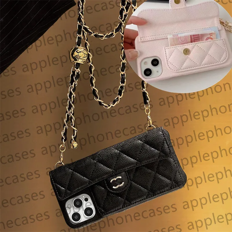 Apple iPhone 15 Pro Max 14 Pro Max 13 12 Promax 11 Designer Litchi Grain Leather Handbag iPhone Case Crossbodyカードホルダーモバイルカバーのための高級ブランド電話ケース