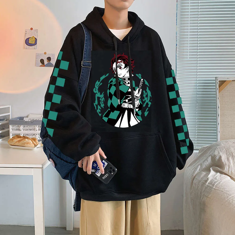 Толстовка с капюшоном в стиле аниме «Demon Slayer», Танджиро Камадо, модный костюм для косплея, унисекс, Harajuku, толстовка сверху, верхняя одежда