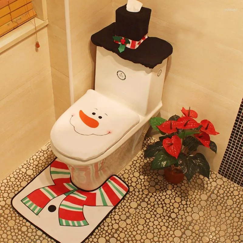 トイレシートカバー2024クリスマスかわいいサンタクロースカバーバスルームマットクリスマス装飾ホームアクセサリー